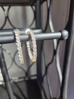Gold-Tone Crystal Hoop Earrings - Sparkling Pave